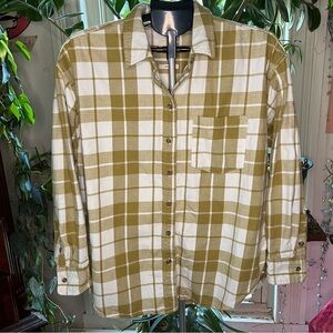 Universal Thread Gold and White Plaid Shirt